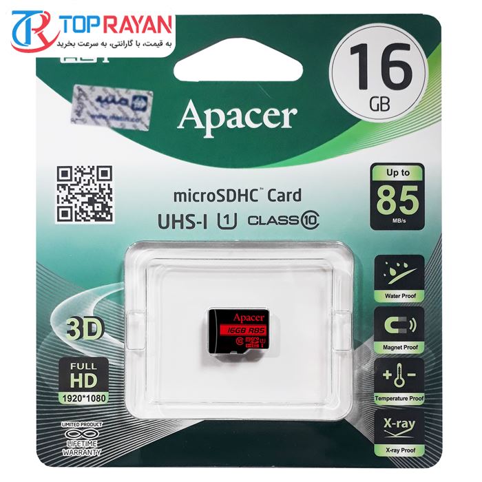 کارت حافظه microSDHC اپیسر مدل AP16G کلاس 10 استاندارد UHS-I U1 سرعت 85MBps ظرفیت 16 گیگابایت - 3