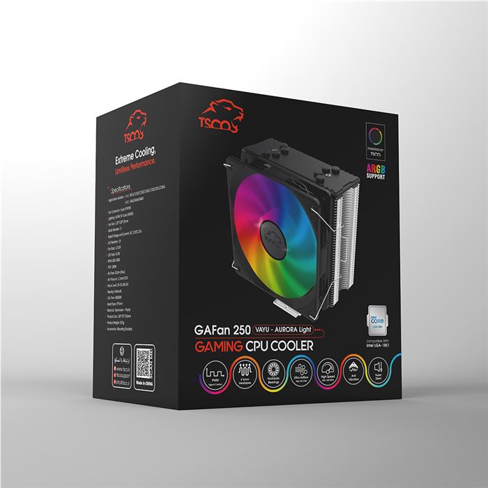 خنک‌کننده پردازنده تسکو مدل GAFAN 250 VAYU - Aurora Light - 14