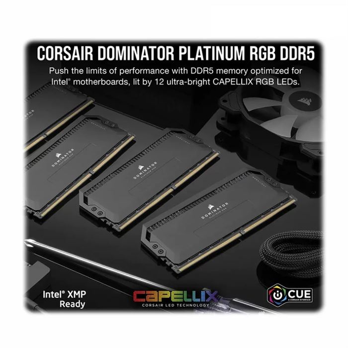 رم کورسیر دومیناتور مشکی DOMINATOR PLATINUM RGB 64GB 32GBx2 6400MHz Cl32 DDR5 - 5