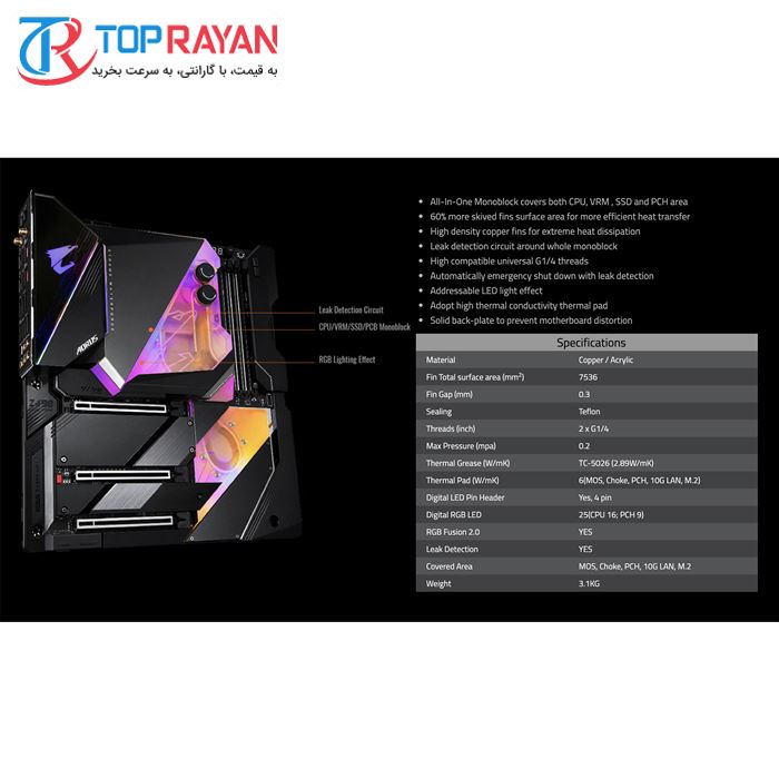 مادربورد گیگابایت مدل Z490 AORUS XTREME WATERFORCE سوکت 1200 - 19