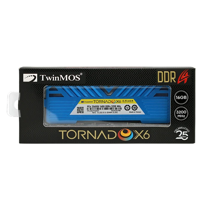 رم کامپیوتر DDR4 تک کاناله 3200 مگاهرتز CL22 توین موس TornadoX6 ظرفیت 16 گیگابایت - 2
