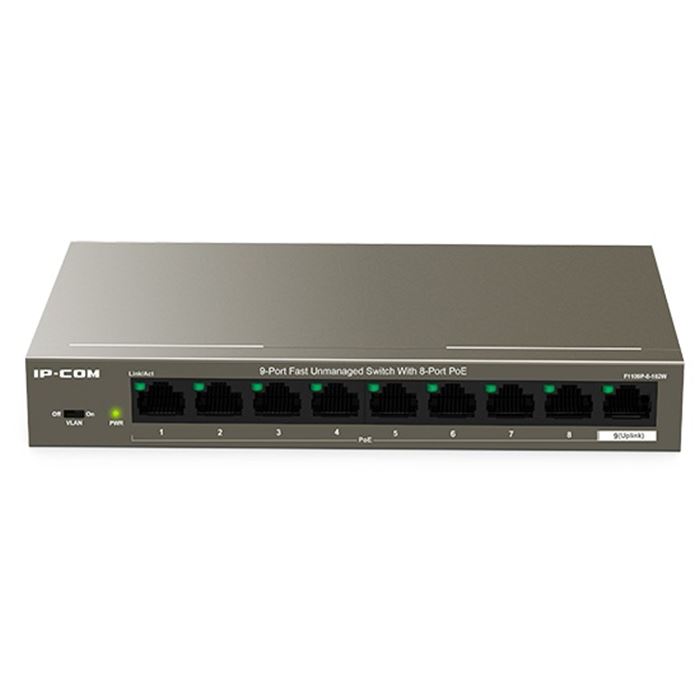 F1109P-8-102W 9 Port Fast Unmanaged Switch With 8 Port PoE