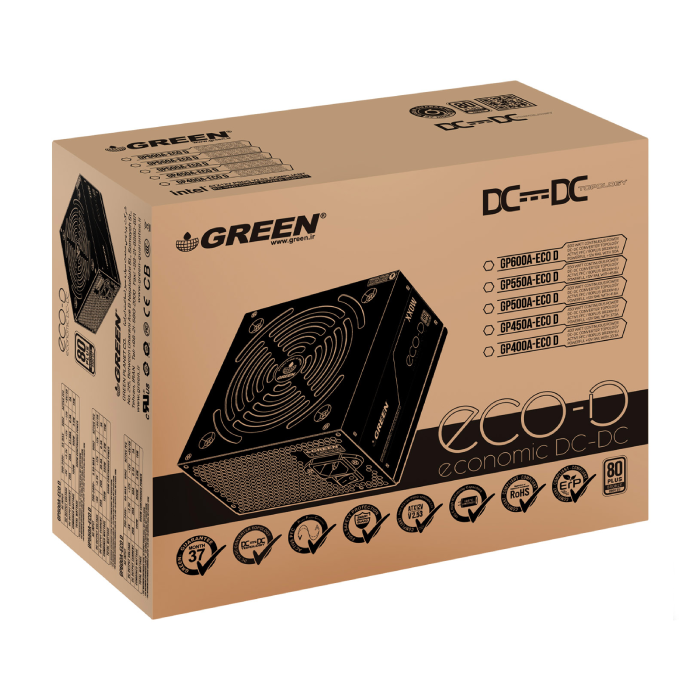 پاور گرین 400 وات مدل GP400A-ECO D ATX v2.53 - 8