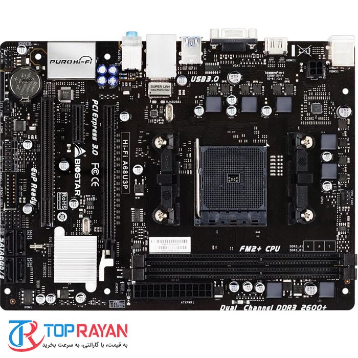 مادربرد بایوستار مدل Hi-Fi A68U3P سوکت +FM2 - 4