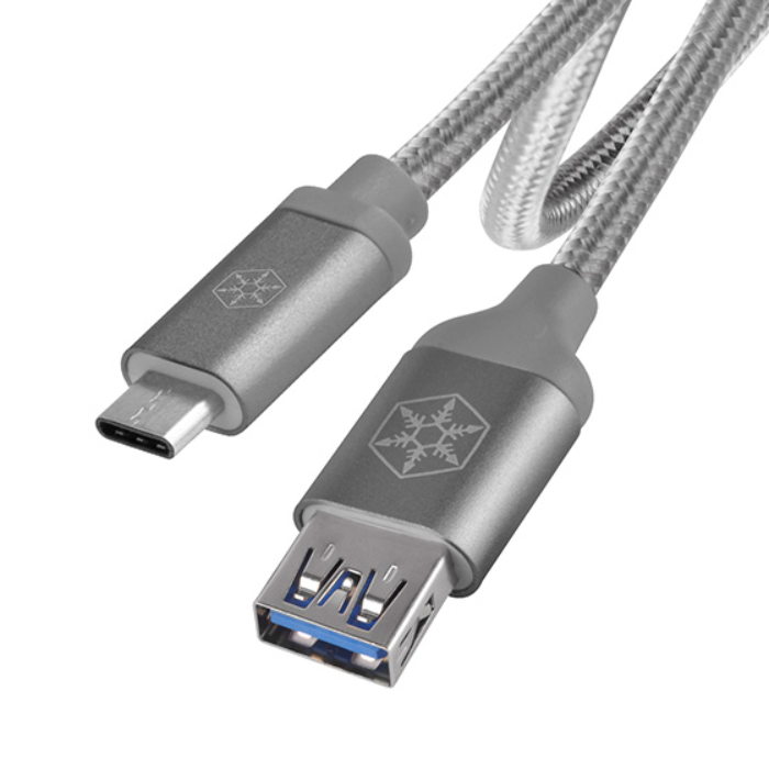 کابل 0.5 متری سیلوراستون ذغالی مدل CPU05 - USB 3.1 Type-C male to USB Type-A female - 4