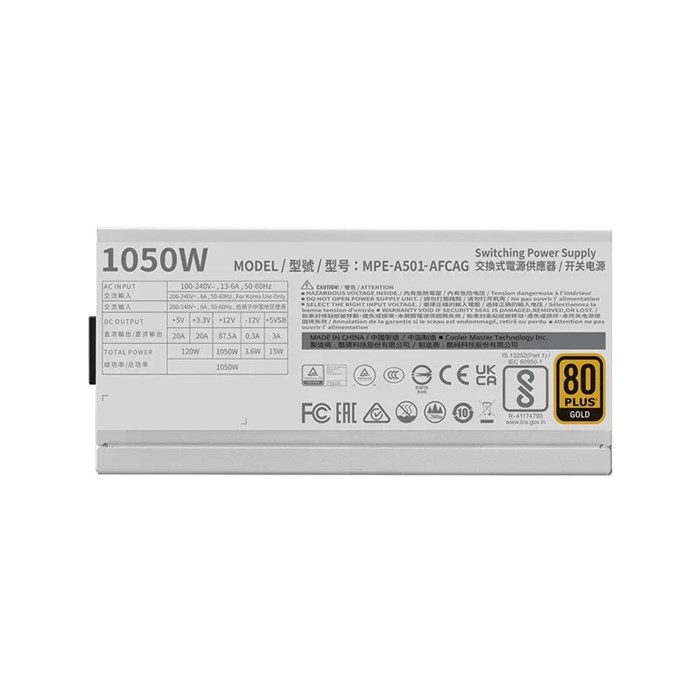 پاور کولر مستر MWE Gold 1050 V2 ATX 3.1 White Edition - 3