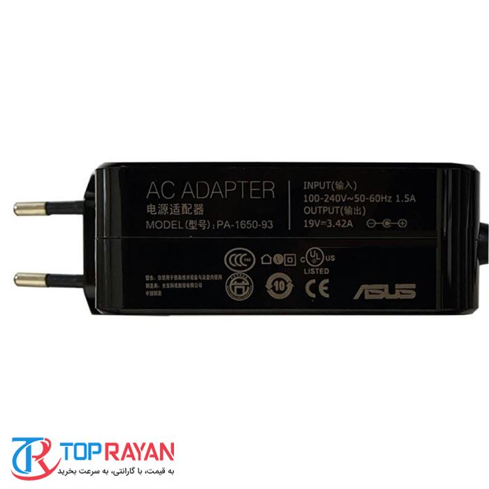 آداپتور لپ تاپ ایسوس 19V 3.42A مربعی زنبوکی سوزن دار - 2