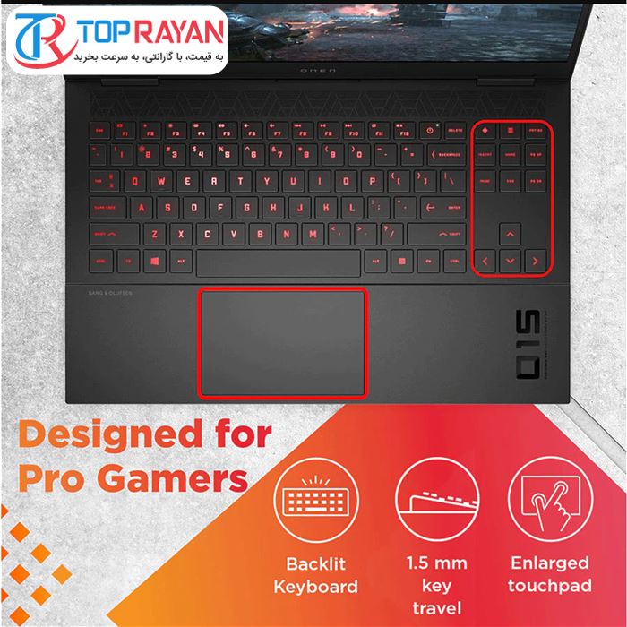 لپ تاپ اچ پی 15 اینچی مدل OMEN 15t EK000 - 4B پردازنده Core i7 10750H رم 32GB حافظه 1TB SSD گرافیک 4GB 1650 Ti - 10