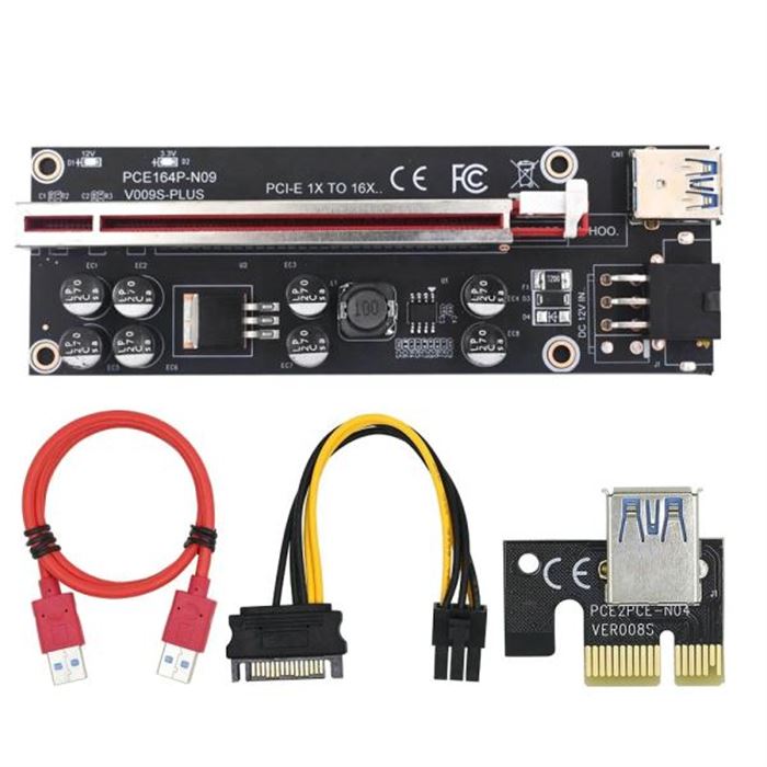 رایزر کارت گرافیک تبدیل PCI EXPRESS X1 به X16 مدل 8 خازن 009s plus