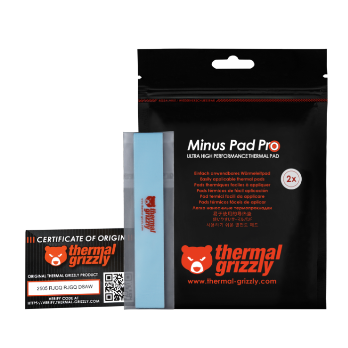 پد حرارتی ترمال گریزلی ابعاد 1.5 × 20 × 120 میلی متر 2 عددی مدل Minus Pad Pro - 7