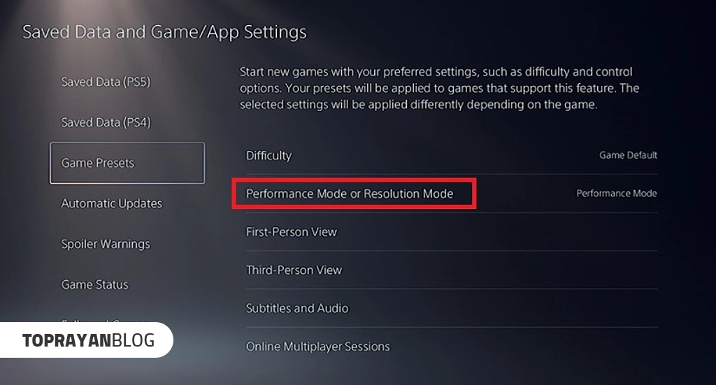 تنظیم صفحه PS5