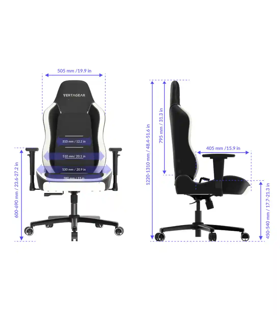 صندلی گیمینگ مشکی سفید ورتاگیر SL3800 - 3