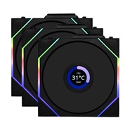 Lian-Li Uni Fan TL WIRELESS LCD 120 REVERSE BLADE ARGB 3 PCS Pack Black Case Fan