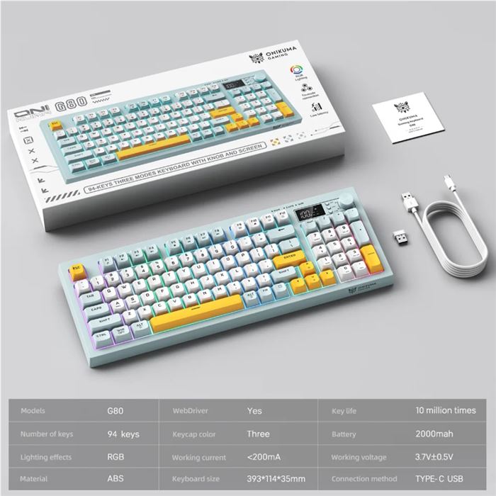 کیبورد بی‌سیم گیمینگ اونیکوما مدل G80 - 9