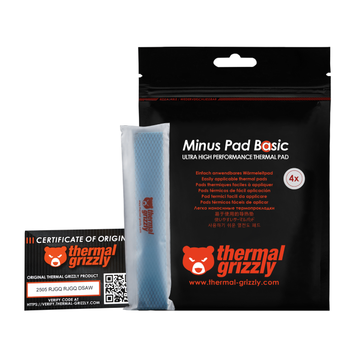 پد حرارتی ترمال گریزلی ابعاد 1.5 × 20 × 120 میلی متر 4 عددی مدل Minus Pad Basic - 7