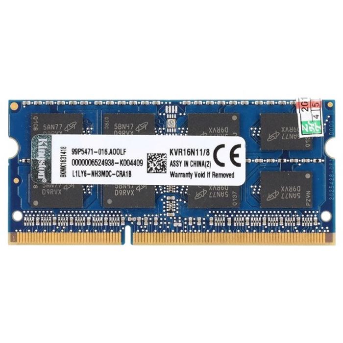 رم لپ تاپ DDR3L کینگستون با حافظه ۸ گیگابایت و فرکانس ۱۶۰۰ مگاهرتز