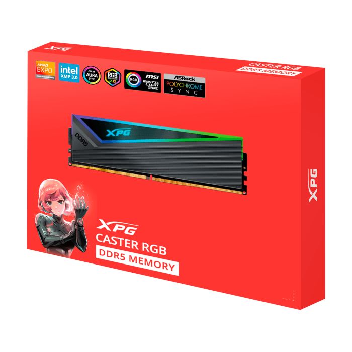 رم کامپیوتر DDR5 دو کاناله 6400 مگاهرتز CL32 ای دیتا Caster RGB DDR5 ظرفیت 32 گیگابایت - 6