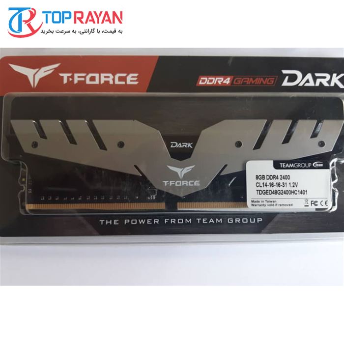 رم دسکتاپ DDR4 تک کاناله 2400 مگاهرتز CL14 تیم گروپ مدل T-Force Dark ظرفیت 8 گیگابایت - 2