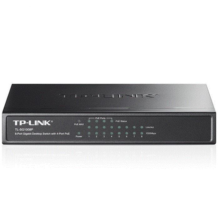 سوییچ 8 پورت گیگابیتی تی پی-لینک به همراه 4 پورت POE مدل TL-SG1008P - 4