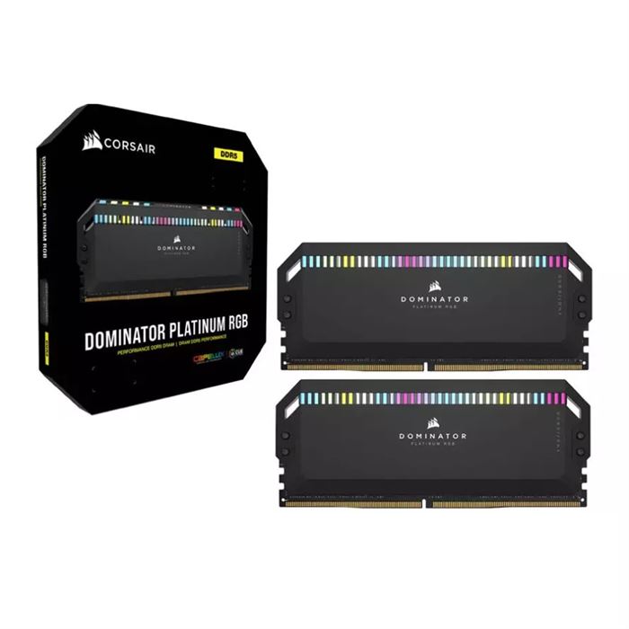 رم کورسیر دومیناتور مشکی DOMINATOR PLATINUM RGB 64GB 32GBx2 6400MHz Cl32 DDR5 - 4