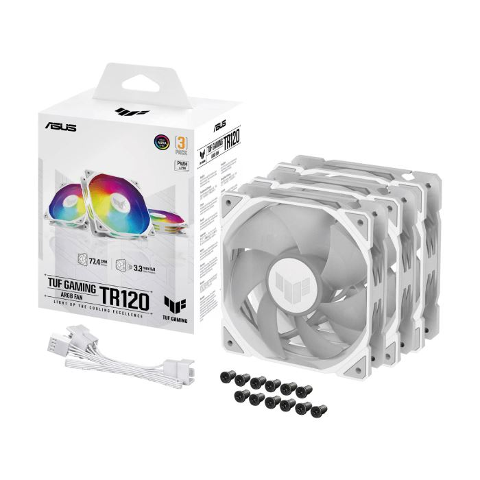 فن کیس ایسوس سفید TUF Gaming TR120 ARGB بسته سه عددی - 6
