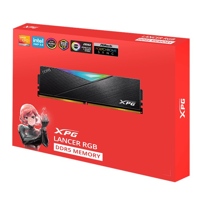 رم کامپیوتر DDR5 دو کاناله 6400 مگاهرتز CL32 ای دیتا مدل XPG Lancer RGB ظرفیت 32 گیگابایت - 7