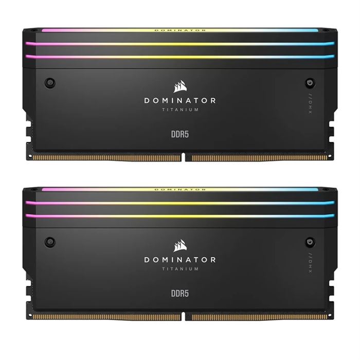 رم کامپیوتر DDR5 دو کاناله 6800 مگاهرتز CL40 کورسیر Dominator Titanium RGB ظرفیت 96 گیگابایت