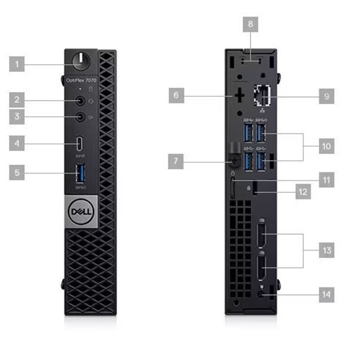 تین کلاینت استوک دل Dell Optiplex 7070 Tiny پردازنده Core i7 نسل 9 رم 8GB حافظه 128GB-ssd گرافیک Intel - 2