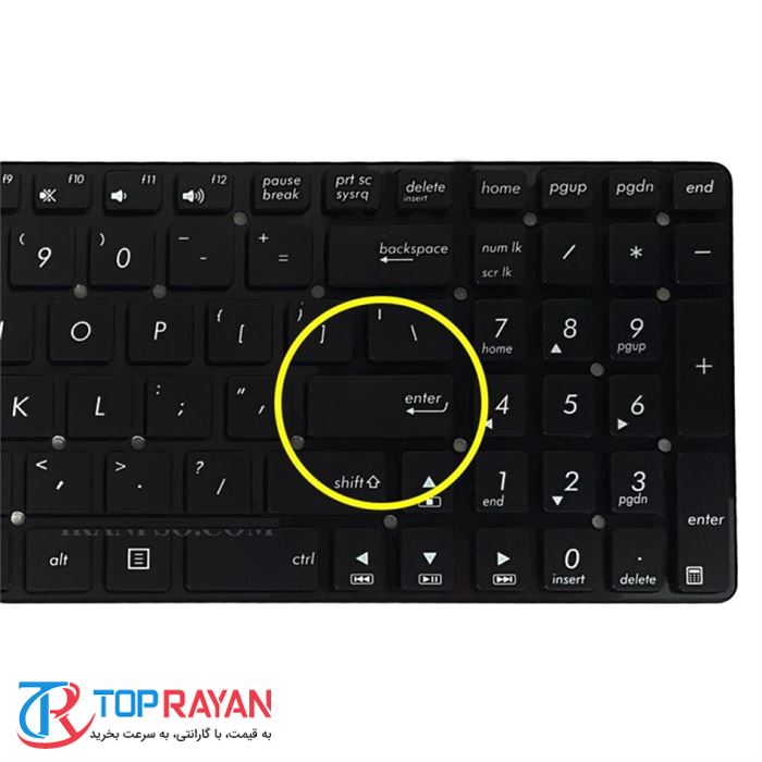 کیبورد لپ تاپ ایسوس K55V مشکی اینترکوچک بدون فریم - 3
