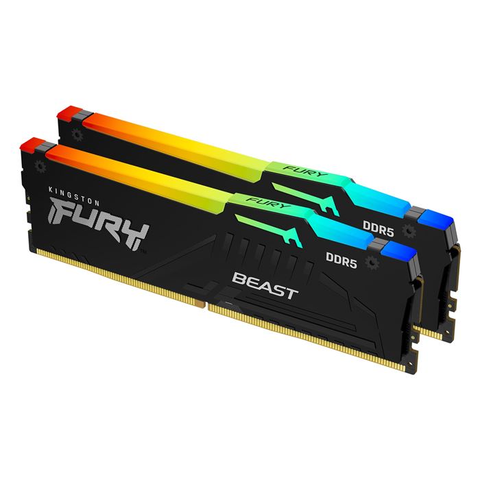 رم کامپیوتر کینگستون مشکی مدل DDR5 Fury Beast دو کاناله 5200 مگاهرتز CL36 ظرفیت 64 گیگابایت - 2