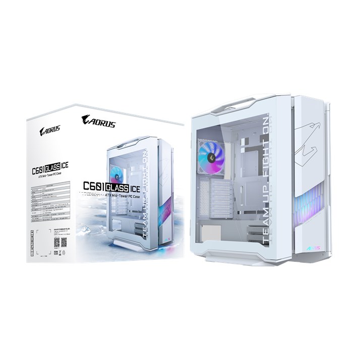 کیس گیمینگ گیگابایت سفید AORUS C601 GLASS ICE GLOBAL - 9