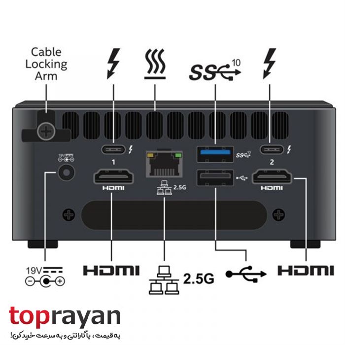 مینی پی سی اینتل مدل NUC11TNHi3 پردازنده Core i3-1115G4 رم 8GB حافظه 240GB گرافیک Intel - 3