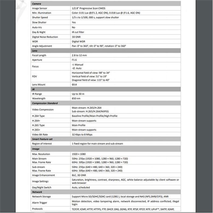 دوربین تحت شبکه هایک ویژن مدل DS-2CD1623G0-IZ - 5