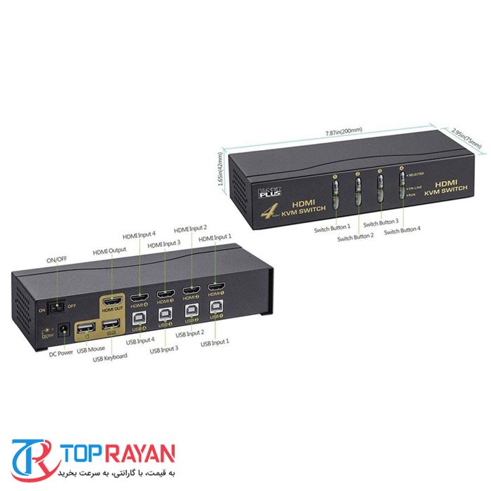 کی وی ام سوییچ ۴ پورت HDMI KVM کی نت پلاس مدل KPH۶۲۴ - 2