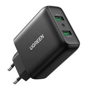 Ugreen CD161 USB Charger 36W QC 3.0 Quick Wall Charger Adapter 2-Port USB Travel