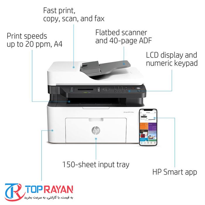 پرینتر چندکاره لیزری اچ پی مدل Laser MFP 139fnw - 3